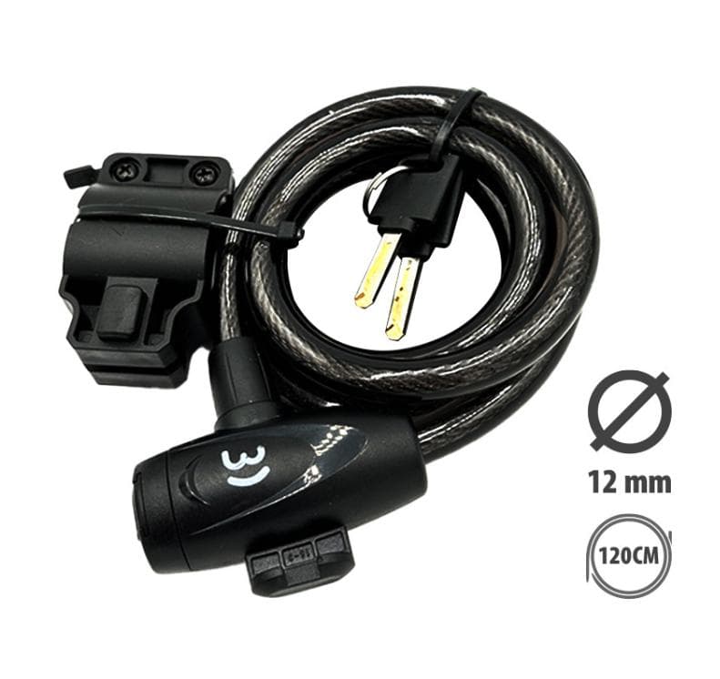 Antivol diam 12 long 1m20 clés + support